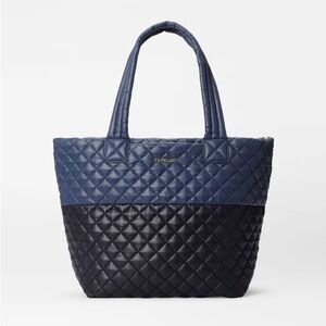 MZ Wallace Quilted Two-Tone Navy Metro Tote